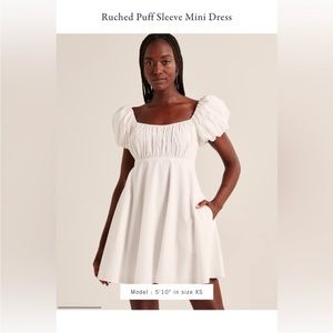 Abercrombie Ruched Puff Sleeve Mini Dress. Size M